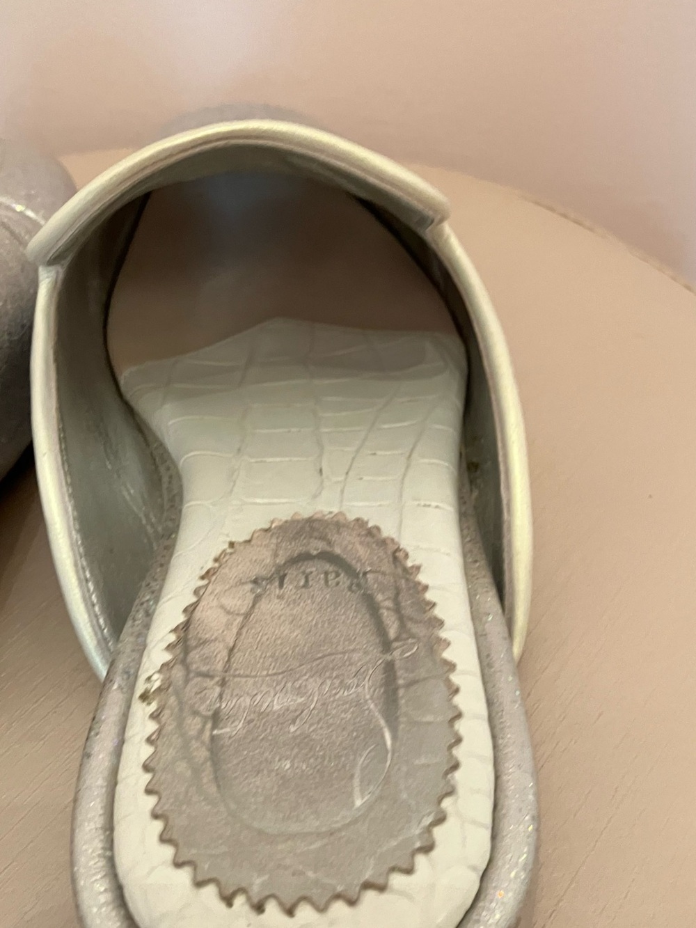 36 1/2 Christian Louboutin Silver Glitter Slip-On Mules with Red Sole - Picture 11 of 13